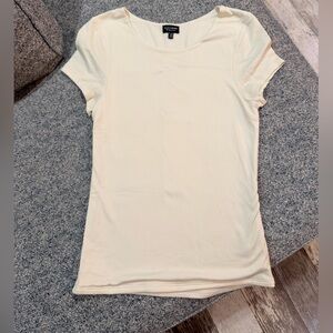 Buckle Black Shaping and Smoothing Cream Ribbed Short Sleeve Top Size Small